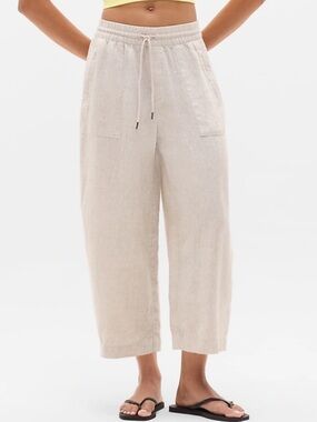 CYNTHIA ROWLEY Women lightweight linen Blend Wide Legs Cropped Pants | M